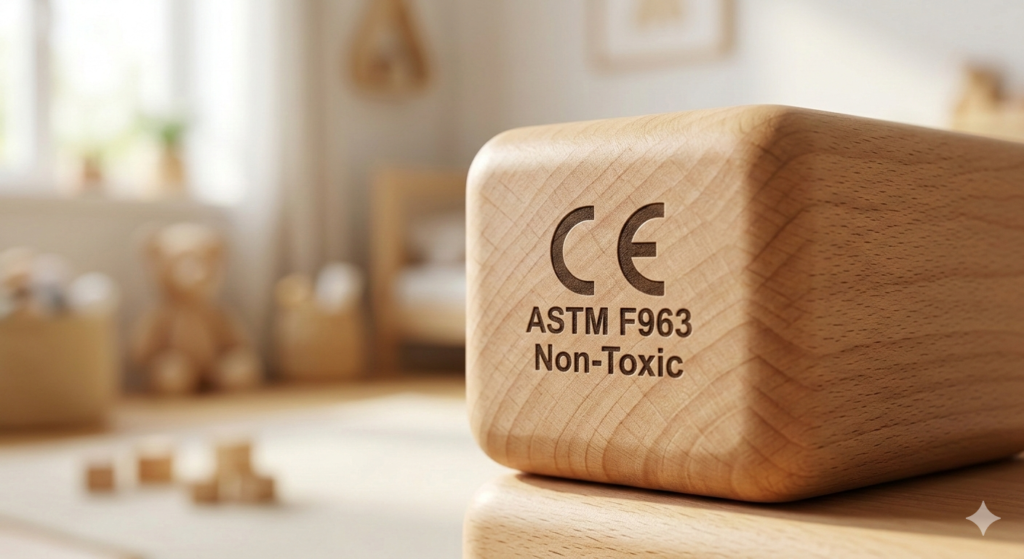 Certified non-toxic age-appropriate wooden toy for toddlers with ASTM safety stamp